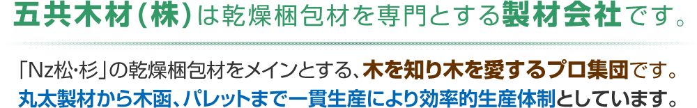 五共木材(株)は乾燥梱包材を専門とする製材会社です。